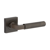 Door Lever Brunswick Knurled Square Rose Pair Signature Brass H52xW52xP60mm in Signature Brass