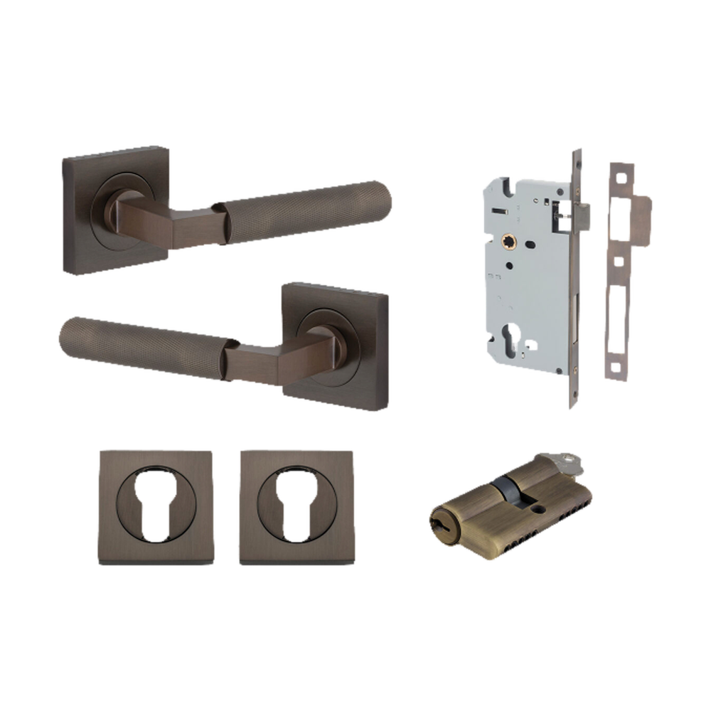Door Lever Brunswick Rose Square Pair Signature Brass L120xP60mm BPH52xW52mm Mortice Lock Euro Signature Brass CTC85mm Backset 60mm Euro Cylinder Dual Function 5 Pin Signature Brass 65mm KA4 Escutcheon Euro Concealed Fix Square Pair H52xW52xP10mm in Signature Brass
