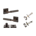 Door Lever Brunswick Knurled Rose Square Signature Brass L120xP60mm BPH52xW52mm Privacy Kit, Tube Latch Split Cam 'T' Striker Backset 60mm, Privacy Bolt Round Bolt Backset 60mm, Privacy Turn Brunswick Concealed Fix Square Knurled H52xW52xP10mm in Signature Brass