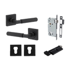 Door Lever Brunswick Rose Square Pair Matt Black L120xP60mm BPH52xW52mm Mortice Lock Euro Matt Black CTC85mm Backset 60mm Euro Cylinder Key Thumb 5 Pin Matt Black 65mm KA4 Escutcheon Euro Concealed Fix Square Pair Matt Black H52xW52xP10mm in Matt Black