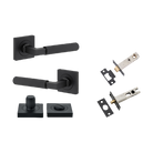 Door Lever Brunswick Knurled Rose Square Matt Black L120xP60mm BPH52xW52mm Privacy Kit, Tube Latch Split Cam 'T' Striker Backset 60mm, Privacy Bolt Round Bolt Backset 60mm, Privacy Turn Brunswick Concealed Fix Square Knurled H52xW52xP10mm in Matt Black