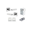 Pair of Iver Brunswick lever door handles on square rose, featuring a sleek, modern design in a polished finish.