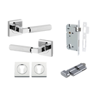 Door Lever Brunswick Rose Square Pair Polished Chrome L120xP60mm BPH52xW52mm Mortice Lock Euro Polished Chrome CTC85mm Backset 60mm Euro Cylinder Key Thumb 5 Pin Polished Chrome 65mm KA4 Escutcheon Euro Concealed Fix Square Pair H52xW52xP10mm in Polished Chrome