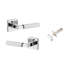 Door Lever Brunswick Rose Square Polished Chrome L120xP60mm BPH52xW52mm Inbuilt Privacy Kit Tube Latch Privacy with Faceplate & T striker Backset 60mm in Polished Chrome