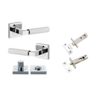 Door Lever Brunswick Knurled Square Rose Pair Polished Chrome H52xW52xP60mm in Polished Chrome