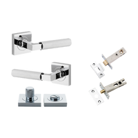 Door Lever Brunswick Knurled Square Rose Pair Polished Chrome H52xW52xP60mm in Polished Chrome