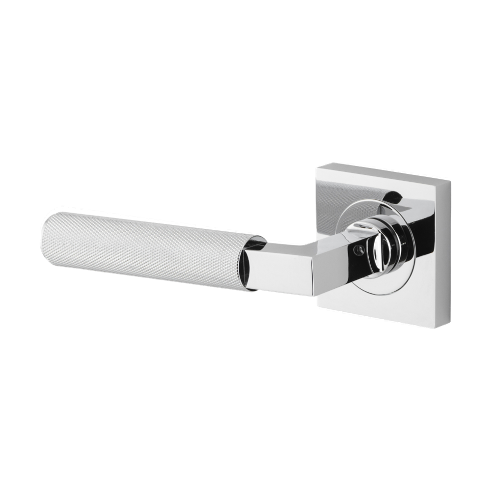 Door Lever Brunswick Rose Square Concealed Fix Left Hand Fixed Polished Chrome L120xP60mm BPH52xW52mm in Polished Chrome