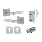 Door Lever Brunswick Rose Square Pair Brushed Chrome L120xP60mm BPH52xW52mm Mortice Lock Euro Brushed Chrome CTC85mm Backset 60mm Euro Cylinder Dual Function 5 Pin Brushed Chrome 65mm KA4 Escutcheon Euro Concealed Fix Square Pair H52xW52xP10mm in Brushed Chrome