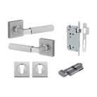 Door Lever Brunswick Rose Square Pair Brushed Chrome L120xP60mm BPH52xW52mm Mortice Lock Euro Brushed Chrome CTC85mm Backset 60mm Euro Cylinder Key Thumb 5 Pin Brushed Chrome 65mm KA4 Escutcheon Euro Concealed Fix Square Pair H52xW52xP10mm in Brushed Chrome