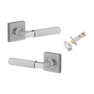 Door Lever Brunswick Knurled Rose Square Brushed Chrome L120xP60mm BPH52xW52mm Passage Kit, Tube Latch Split Cam 'T' Striker Brushed Chrome Backset 60mm in Brushed Chrome