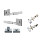 Door Lever Brunswick Knurled Rose Square Brushed Chrome L120xP60mm BPH52xW52mm Privacy Kit, Tube Latch Split Cam 'T' Striker Backset 60mm, Privacy Bolt Round Bolt Backset 60mm, Privacy Turn Brunswick Concealed Fix Square Knurled H52xW52xP10mm in Brushed Chrome