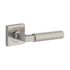 Door Lever Brunswick Knurled Square Rose Pair Satin Nickel H52xW52xP60mm in Satin Nickel