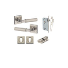 Pair of Iver Brunswick lever door handles on square rose, featuring polished brass finish and classic design.