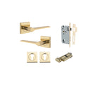 Door Lever Como Rose Square Pair Polished Brass L119xP62mm BPH52xW52mm, Mortice Lock Euro Polished Brass CTC85mm Backset 60mm, Euro Cylinder Key Thumb 5 Pin Polished Brass 65mm KA4, Escutcheon Euro Concealed Fix Square Pair H52xW52xP10mm in Polished Brass