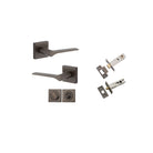 Door Lever Como Rose Square Signature Brass L119xP62mm BPH52xW52mm Privacy Kit, Tube Latch Split Cam 'T' Striker Signature Brass Backset 60mm, Privacy Bolt Round Bolt Signature Brass Backset 60mm, Privacy Turn Oval Concealed Fix Square H52xW52xP23mm in Signature Brass
