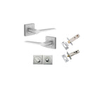 Door Lever Como Rose Square Brushed Chrome L119xP62mm BPH52xW52mm Privacy Kit, Tube Latch Split Cam 'T' Striker Brushed Chrome Backset 60mm, Privacy Bolt Round Bolt Brushed Chrome Backset 60mm, Privacy Turn Oval Concealed Fix Square H52xW52xP23mm in Brushed Chrome