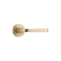 Door Lever Annecy Round Rose Pair Brushed Brass D52xP65mm
(Latch/Lock Sold Separately) in Brushed Brass
