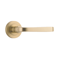 Door Lever Annecy Round Rose Pair Brushed Brass D52xP65mm
(Latch/Lock Sold Separately) in Brushed Brass