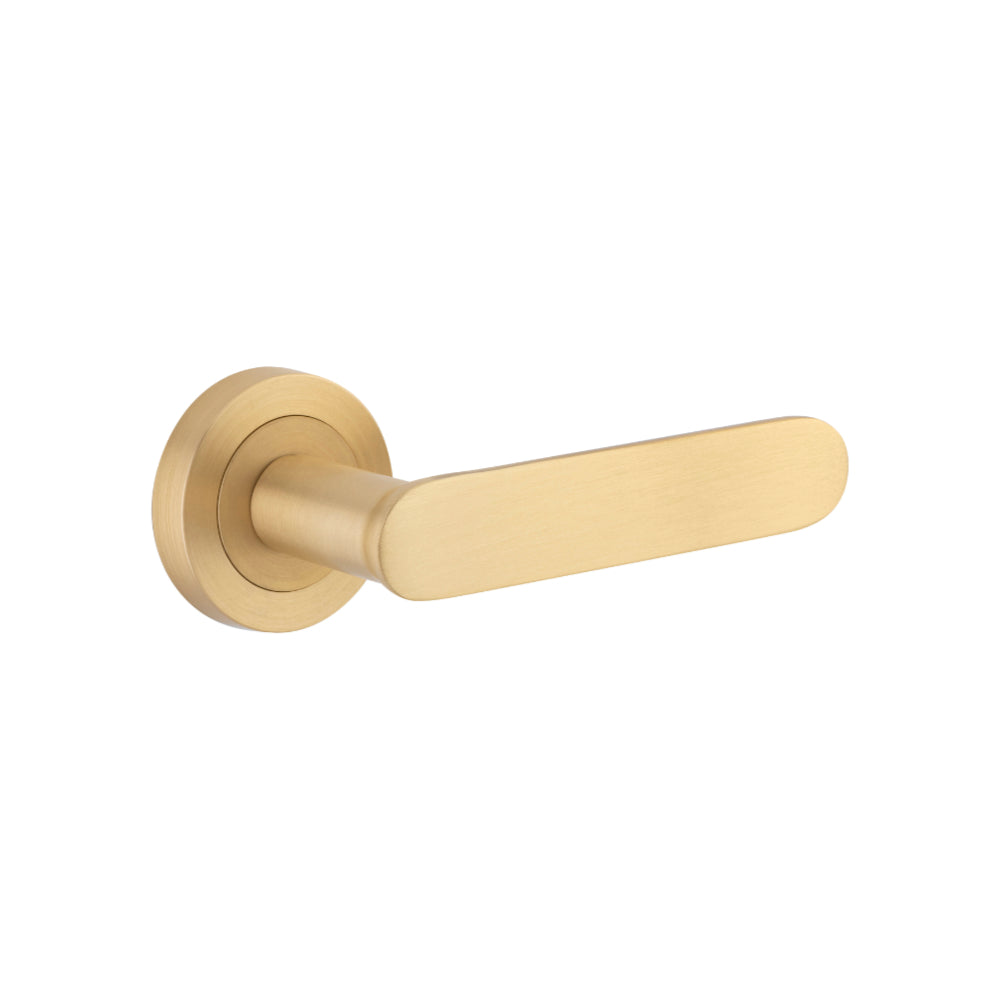 Door Lever Bronte Round Rose Pair Brushed Brass D52xP56mm in Brushed Brass