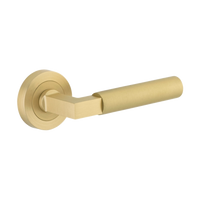Door Lever Berlin Round Rose Pair Brushed Brass D52xP65mm in Brushed Brass