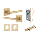 Door Lever Baltimore Square Rose Pair Brushed Brass H52xW52xP58mm Entrance Kit, Mortice Lock Euro Brushed Brass CTC85mm Backset 60mm, Euro Cylinder Key Thumb 6 Pin Brushed Brass L70mm   KA1, Escutcheon Euro Concealed Fix Square Pair Brushed Brass… in Brushed Brass