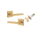 Pair of Iver Baltimore lever door handles on square rose, featuring a sleek, modern design with a polished finish.