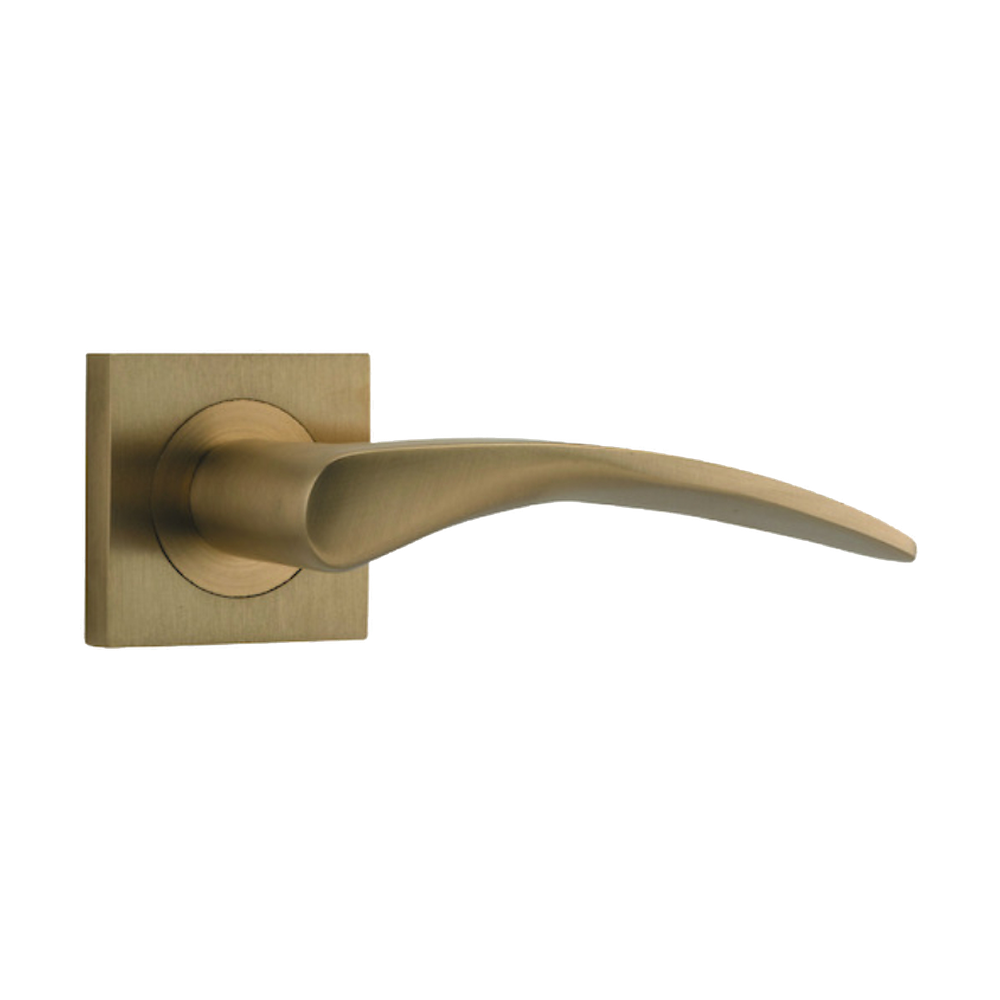 Door Lever Oxford Square Rose Pair Brushed Brass H52xW52xP64mm
(Latch/Lock Sold Separately) in Brushed Brass