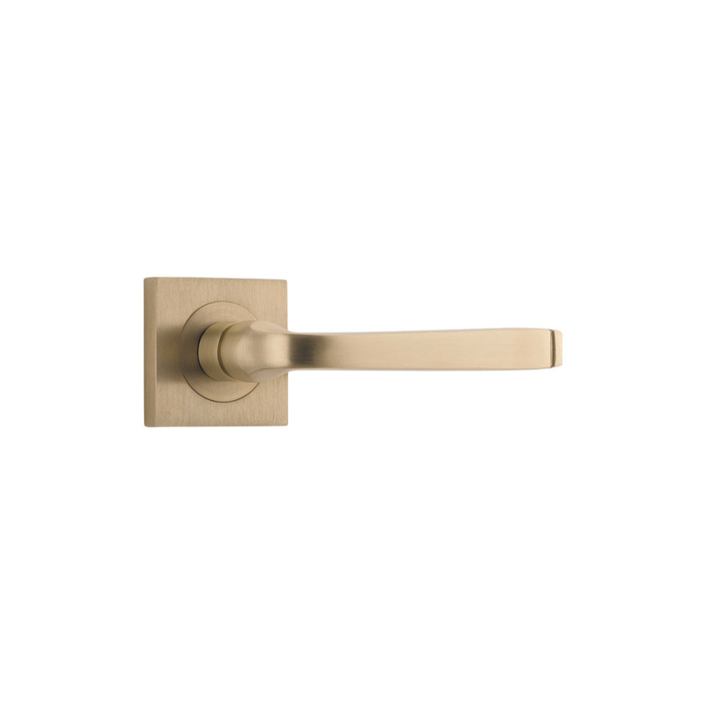 Door Lever Annecy Square Rose Pair Brushed Brass H52xW52xP65mm

(Latch/Lock Sold Separately) in Brushed Brass