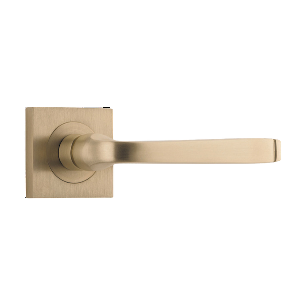 Door Lever Annecy Square Rose Pair Brushed Brass H52xW52xP65mm
(Latch/Lock Sold Separately) in Brushed Brass