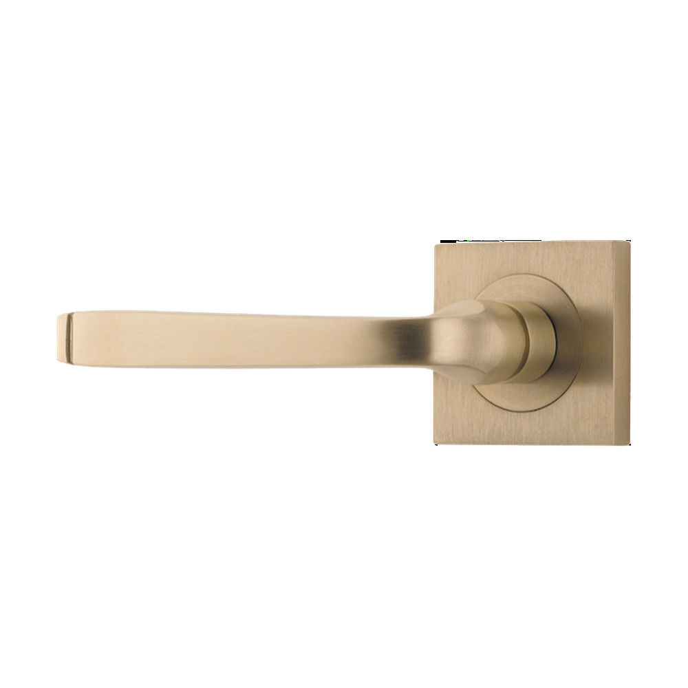 Door Lever Annecy Rose Square Concealed Fix Left Hand Fixed Brushed Brass L117xP66mm BPH52xW52mm in Brushed Brass