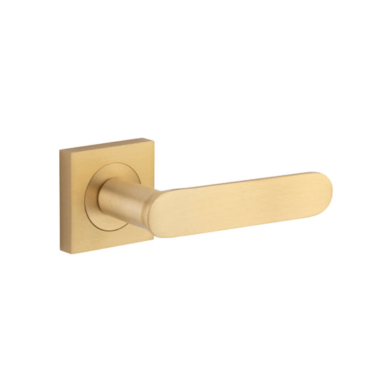 Door Lever Bronte Rose Square Pair Brushed Brass H52xW52xP56mm in Brushed Brass