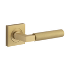 Door Lever Berlin Square Rose Pair Brushed Brass L139xP60mm BP52x52mm in Brushed Brass