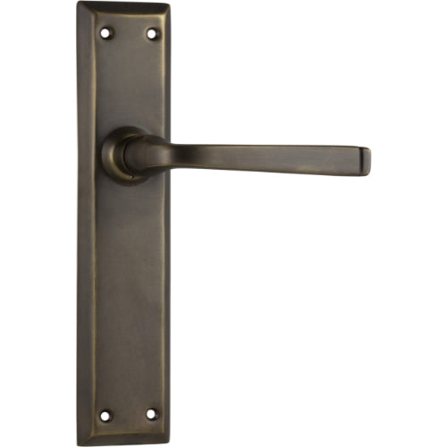 Door Lever Menton Latch Pair Antique Brass H225xW50xP75mm in Antique Brass