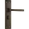 Door Lever Menton Privacy Pair Antique Brass H225xW50xP75mm in Antique Brass