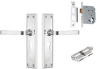 Door Lever Menton Chrome Plated Key / Key Entrance Set in Chrome Plated