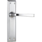 Door Lever Menton Latch Pair Satin Chrome H225xW50xP75mm in Satin Chrome