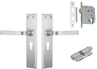 Door Lever Menton Satin Chrome Key / Key Entrance Set in Satin Chrome