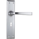 Door Lever Menton Lock Pair Satin Chrome H225xW50xP75mm in Satin Chrome