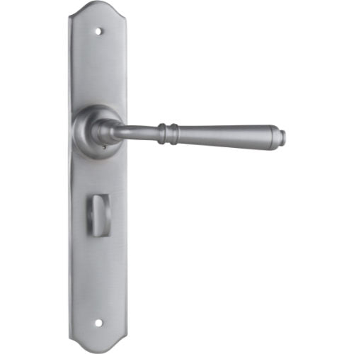 Pair of Tradco Reims lever door handles on long backplates, featuring a stylish and functional design for interior doors.