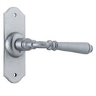 Door Lever Reims Latch Pair Satin Chrome H110xW43xP65mm in Satin Chrome