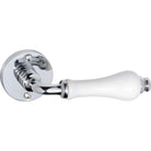 Door Lever Exeter Round Rose Pair White Porcelain Chrome Plated D50xP66mm
(Latch/Lock Sold Separately) in Chrome Plated