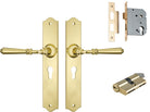 Door Lever Reims Polished Brass Key / Key Entrance Set in Polished Brass