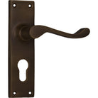 Door Lever Victorian Euro Pair Antique Brass H152xW42xP59mm in Antique Brass