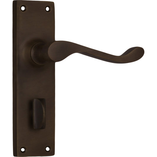 Door Lever Victorian Privacy Pair Antique Brass H152xW42xP59mm in Antique Brass