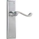 Door Lever Milton Latch Pair Satin Chrome H200xW50xP68mm in Satin Chrome