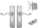 Door Lever Milton Satin Chrome Key / Key Entrance Set in Satin Chrome