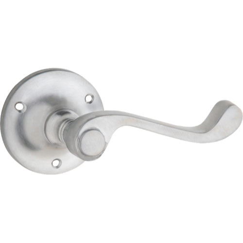 Door Lever Milton Round Rose Pair Satin Chrome D63xP68mm

(Latch/Lock Sold Separately) in Satin Chrome