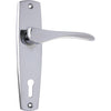 Door Lever Mid Century Lock Pair Chrome Plated H145xW35xP47mm in Chrome Plated