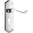 Door Lever Henley Euro Pair Chrome Plated H180xW50xP58mm in Chrome Plated