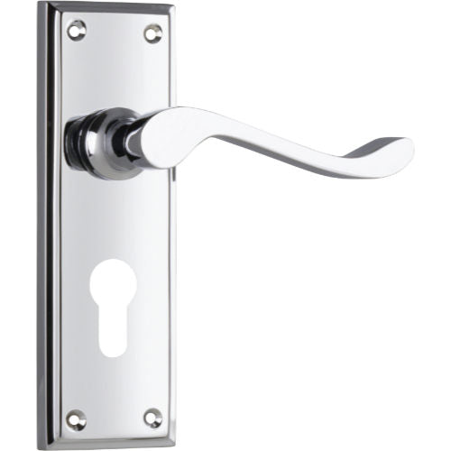 Door Lever Camden Euro Pair Chrome Plated H152xW50xP60mm in Chrome Plated